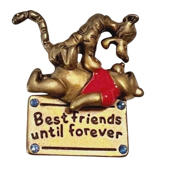 Vintage Winnie the Pooh and Tigger “Best Friends Until Forever” Brooch - Picture 2 of 4